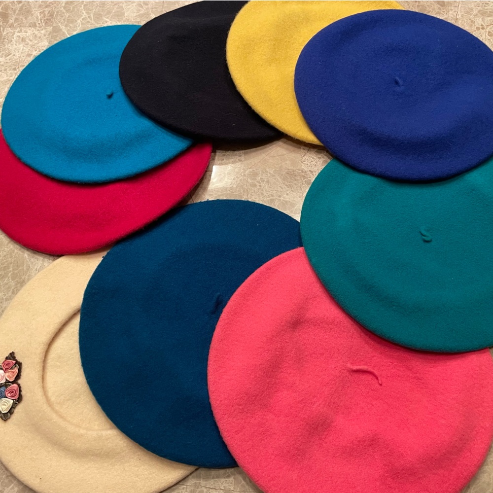 Wool Berets. Assorted colors. 9 total.